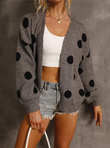 Autumn and Winter Polka-dot Cardigan Knitted Coat