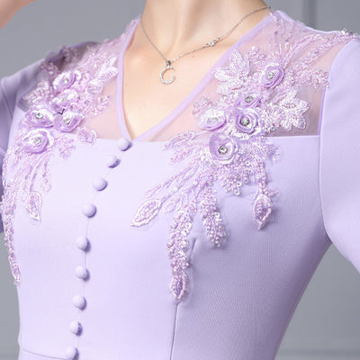 Light Purple V-neck Beading Mother Of The Bride Dress