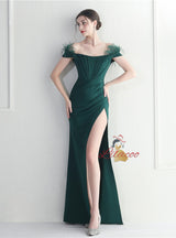 Mermaid Off the Shoulder Feather Prom Dress