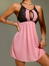 Sexy Gauze Perspective Lace Suspender Nightdress