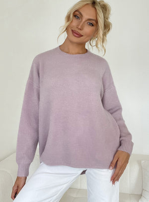 Round Neck Loose Solid Color Sweater