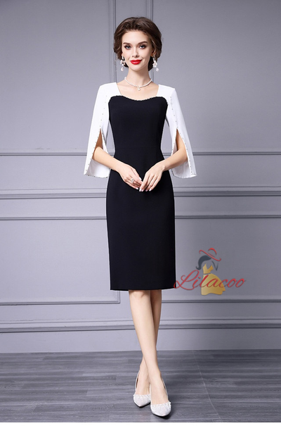 Black Split Beading Mother Of The Bride Dress