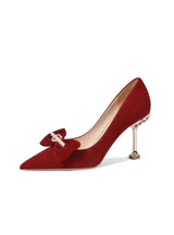 Pointed Rhinestone Red Wedding Shoes