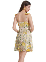 Flower Embroidered Suspender Dress