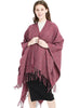 Black and White Houndstooth Split Fringed Split Shawl