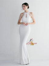 Mermaid Sequins Halter Beading Prom Dress