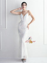 Mermaid Sequins Spaghetti Straps Prom Dress