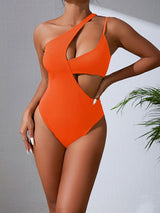 Solid Color Pit Sexy Hollow One-piece Swimsuit