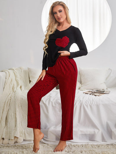 Christmas Plaid Love Long Sleeve Suit
