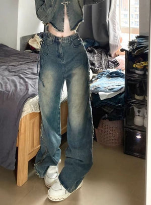 Retro Loose Wide-leg Denim Jeans