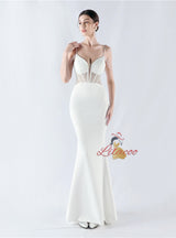 Mermaid Spaghetti Straps Beading Prom Dress
