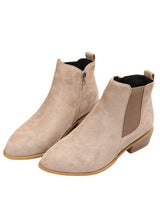 Pointed Suede Elastic Band Thick Heel Casual Shoes