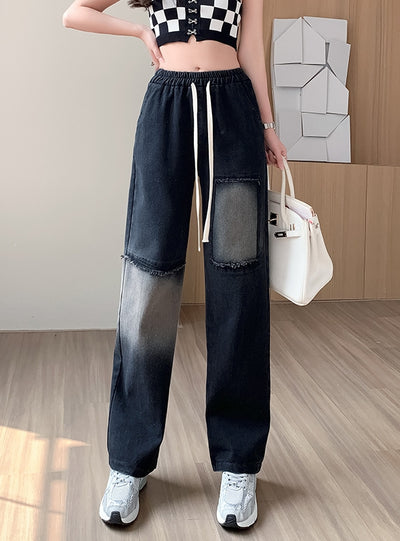 Gradient Lace-up Jeans Pant