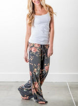 Loose Lace-up Printed Trousers Pant