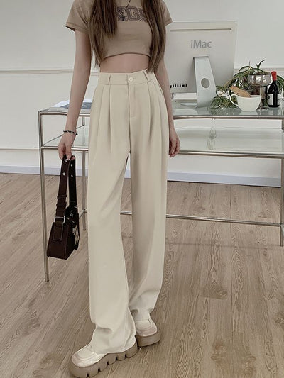 Elastic Waist Straight High Waist Loose Pants