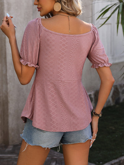 V-neck Drawstring Short Sleeve T-shirt