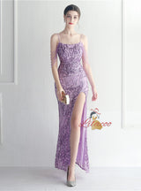 Mermaid Sequins Spaghetti Straps Beading Prom Dress