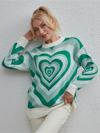 Love Heart Contrast Sweater