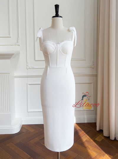 Sling White Bow Tube Top Dress