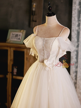White Beading Tulle Lace Homecoming Dress