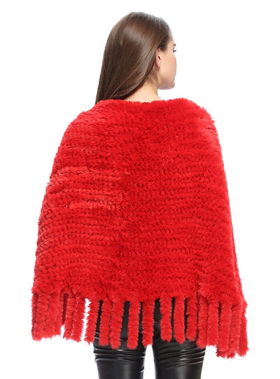 Hand-woven Fringed Fur Imitating Rabbit Hair Shawl