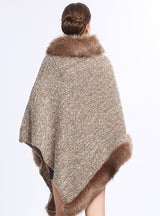 Round Neck Knitted Pullover Cape Shawl
