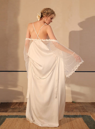 Long Sleeve Satin Long Bathrobe Pajamas