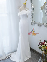 White Mermaid Straps Prom Dress