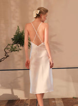 Sexy Ice Silk Lace Dress Pajamas