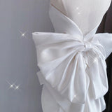 White Mermaid Satin Strapless Wedding Dress