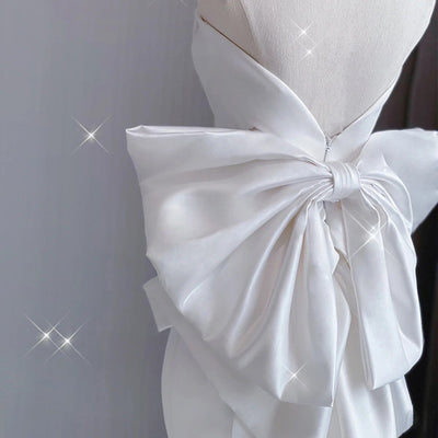 White Mermaid Satin Strapless Wedding Dress