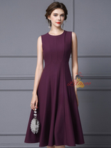 Burgundy Scoop Neck Sleeveless Mother Of The Bride Dress