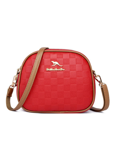 Shoulder Large-capacity Plaid Small Round Bag