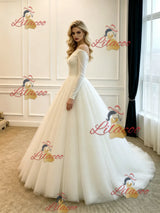 Ivory White Long Sleeve Wedding Dress