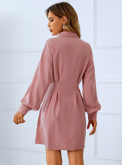 Long Sleeve Solid Color Shirt Dress
