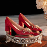 Red Diamond Pointed Thick Heels
