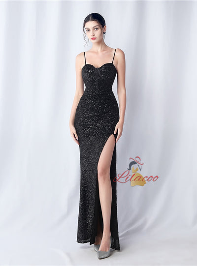 Mermaid Sequins Spaghetti Straps Prom Dress