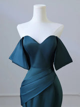 Green Mermaid Satin Pleats Prom Dress