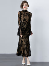 Sexy Black Fishtail Flared Sleeves