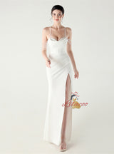 Mermaid Spaghetti Straps Beading Split Prom Dress