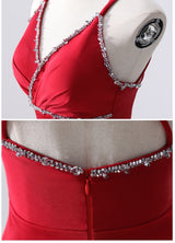 Burgundy Mermaid V-neck Beading Prom Dress