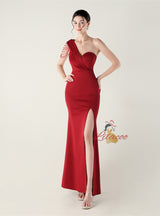 One Shoulder Split Beading Prom Dress