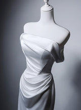 White Satin Mermaid Off the Shoulder Wedding Dress