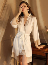 Long Sleeve Satin Lace Nightgown
