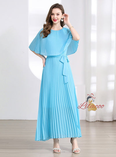 Slim-fit Banquet Long Pleated Dress