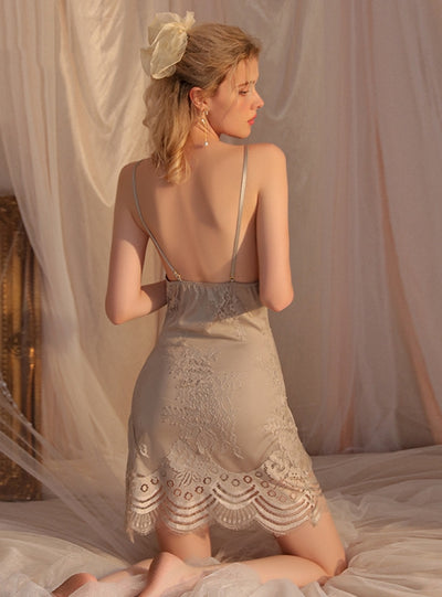 Strap Lace Split Backless Nightdress