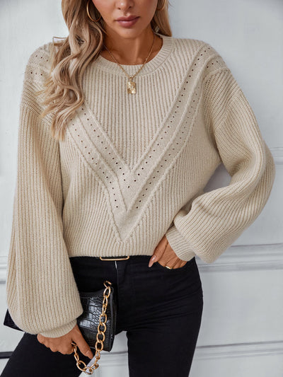 Casual Round Neck Long Sleeve Sweater
