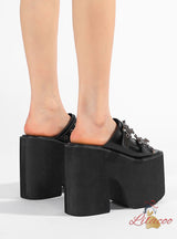 Thick-soled Waterproof Platform Metal Wedge Slippers