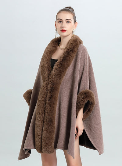 Large Size Loose Cashmere Padded Shawl Coat