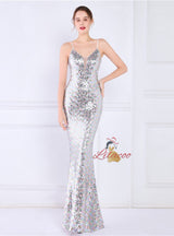 Mermaid Sequins Spaghetti Straps Prom Dress